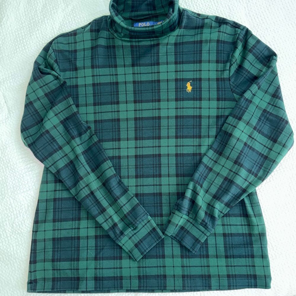Ralph Lauren Green Turtleneck Sweater Classic Knit